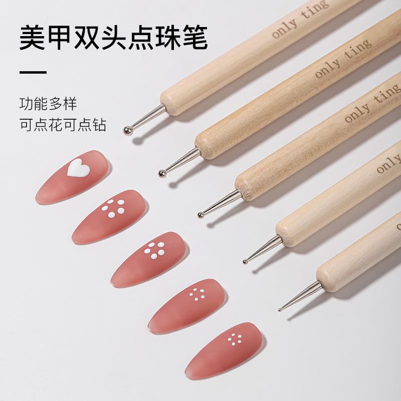 Caneta de ponto de duas cabeças para manicure, caneta pontilhada de flor pontilhada, ferramenta de pintura para iniciant
