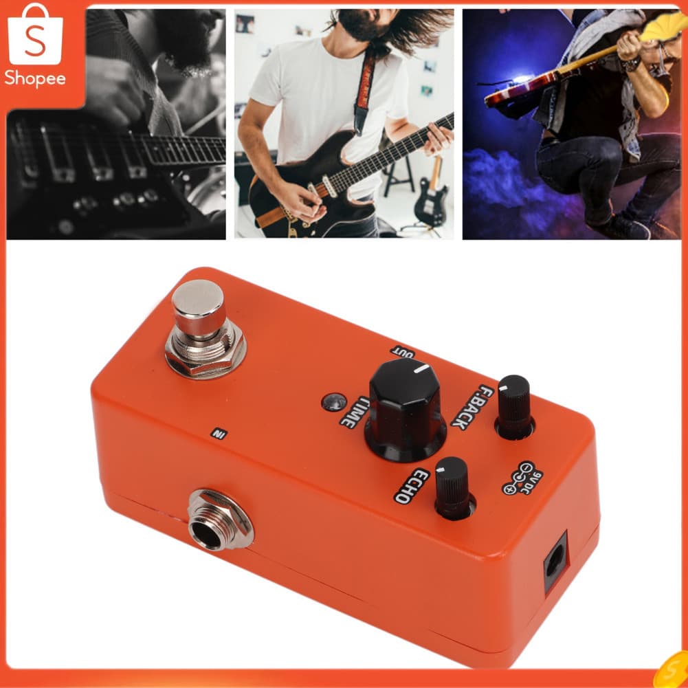 Pedal de efeito de atraso analógico Mini efeitos de guitarra Vintage bloco único de metal laranja com True Bypass e