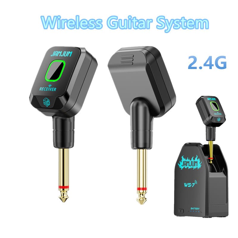 Receptor Transmissor De Sistema Sem Fio De Guitarra De 2.4 Ghz Com Caixa Recarregável Para Captador De Baixo