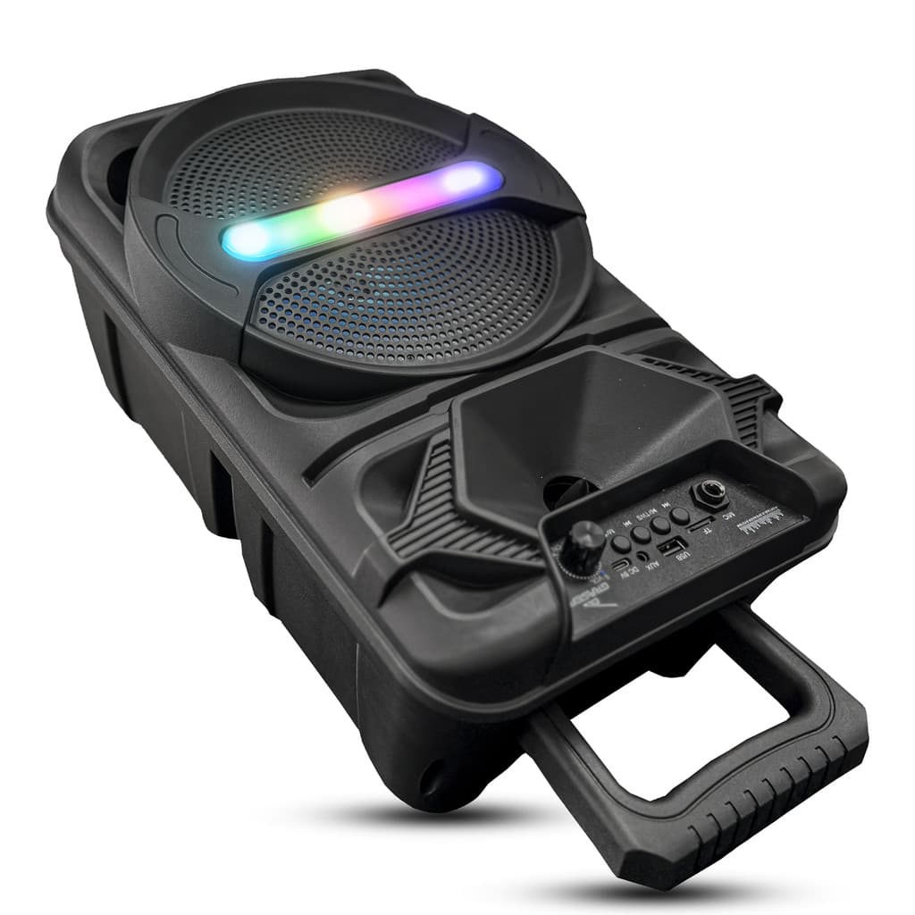 Caixa de Som Bluetooth Portátil LED RGB  Rádio FM Entrada USB Cartão SD Som Hi-Fi Tecnologia TWS  Potência 15W RMS