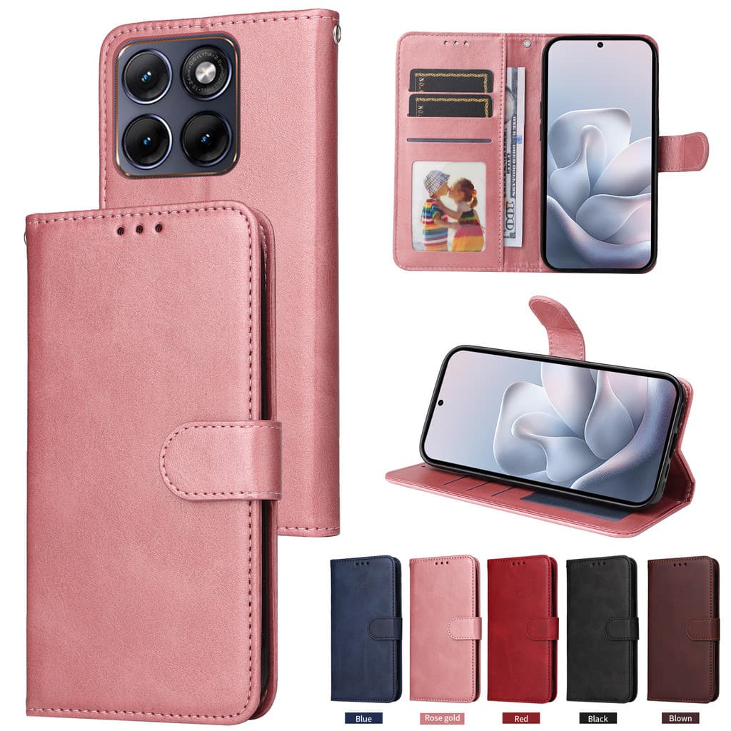 Adequado para MOTO Edge 70 Fusion Classic Calf Pattern Capa de couro Capa de telefone Cartão Capa protetora resistente a