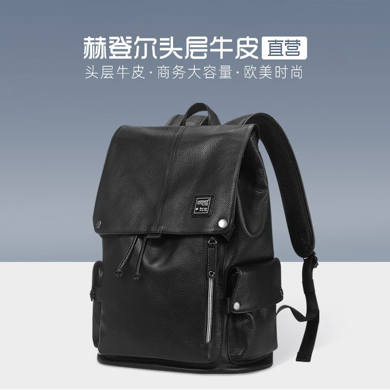 Mochila masculina primeira camada de couro de vaca mochila de viagem de negócios saco de computador grande capacidade de