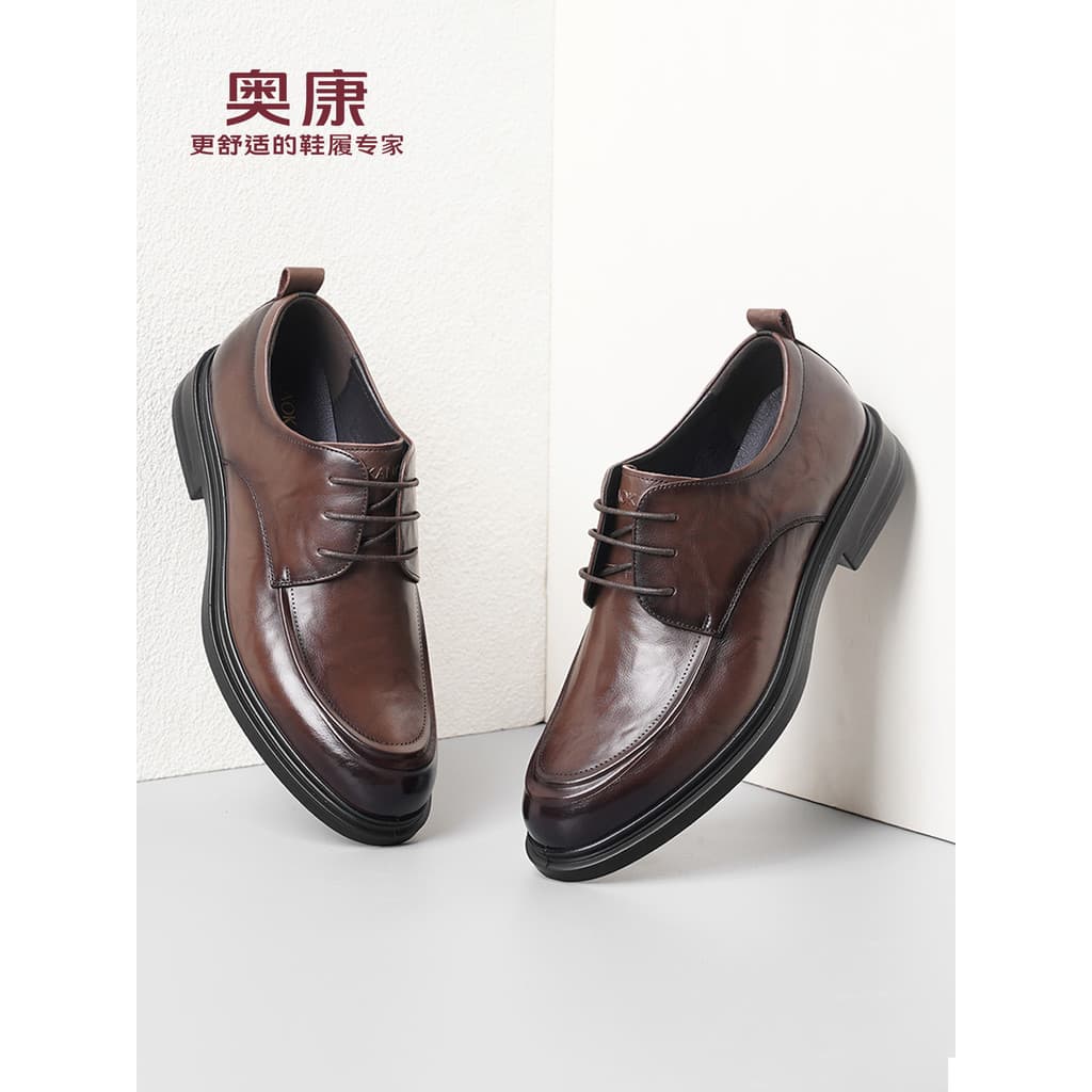 Okcom sapatos masculinos 2026 primavera outono novo estilo couro genuíno rendas negócios Formal sapatos de couro masculi