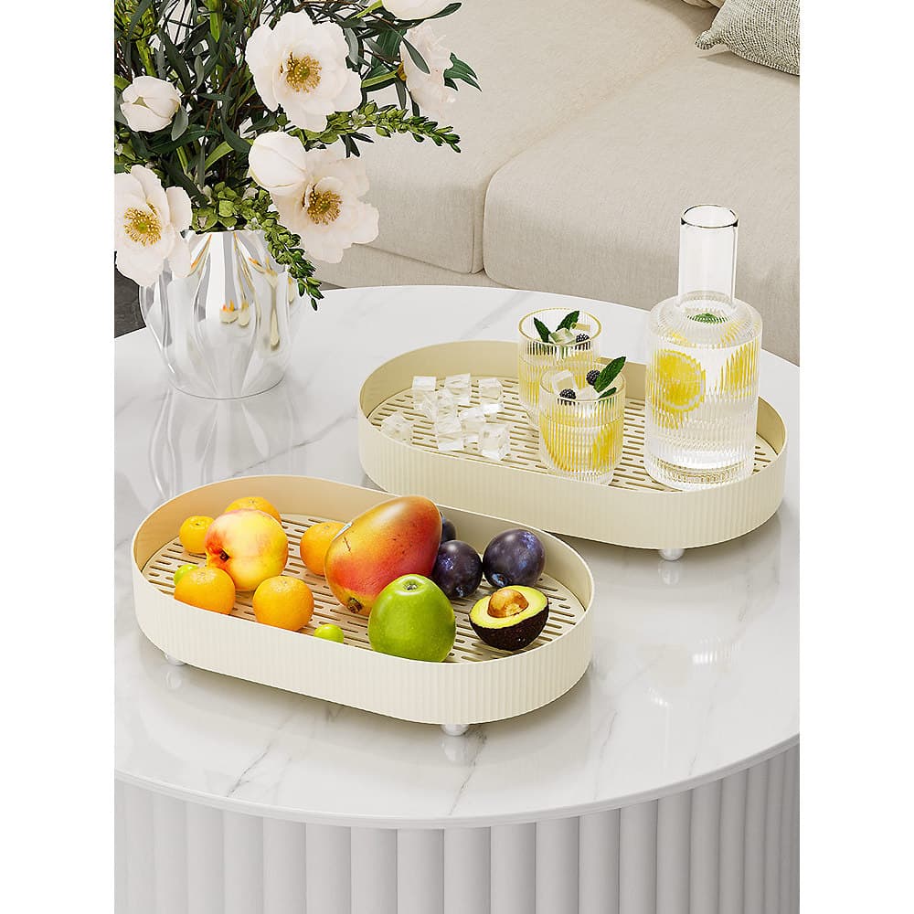 Bandeja de drenagem de camada dupla de luxo, luz doméstica, sala de estar, mesa de café, xícara de chá, copo de água, ba