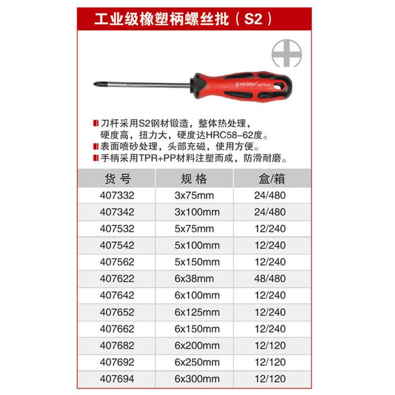 Chave de fenda agradável Chave de fenda de grau Industrial Phillips S2 Chave de fenda Ta 407332 407694