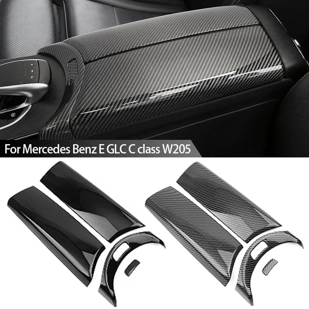 4 Pçs De Fibra Carbono Centro Do Carro Caixa Braço Painel Interruptor Botão Capa Acessórios Interiores Para Mercedes Ben