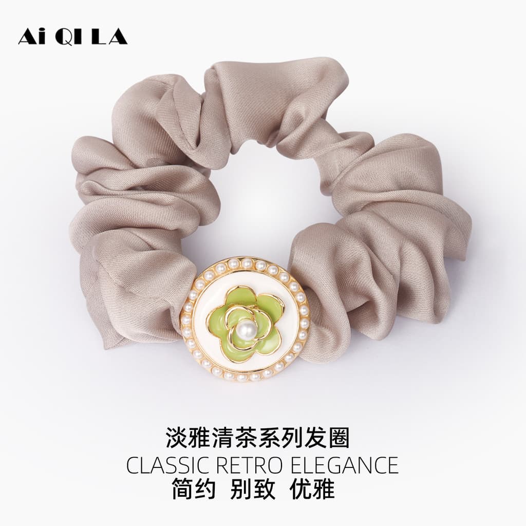 AIQILA AIQILA 2025 Primavera Verão Novo Estilo Camélia Scrunchy Laço de Cabelo Feminino High-End Sentimento Laço de Cabe