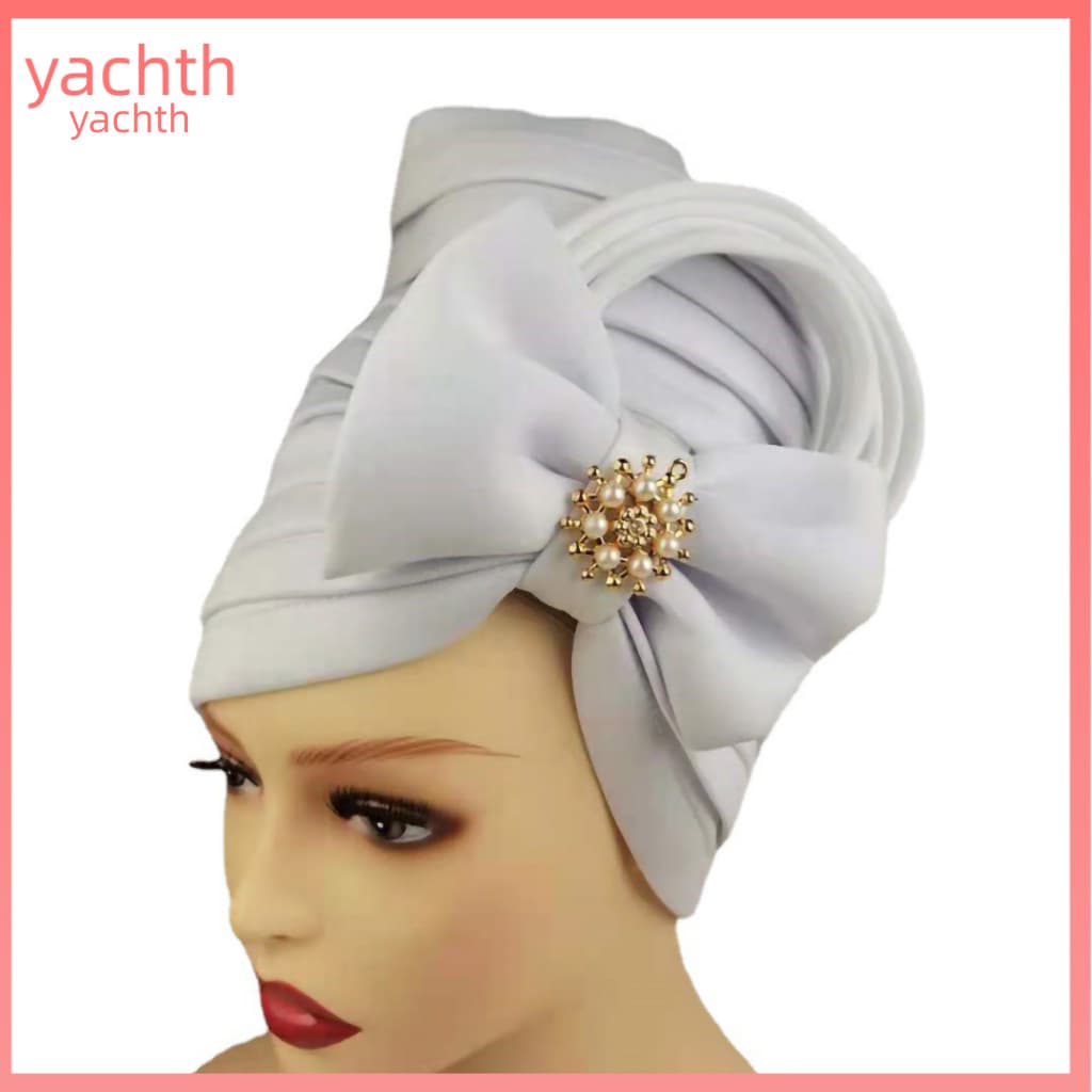 Iate | Turbante Boné Arco Ajustável Feminino Superfície De Cetim Respirável Africano Headwrap Para Uso Diário