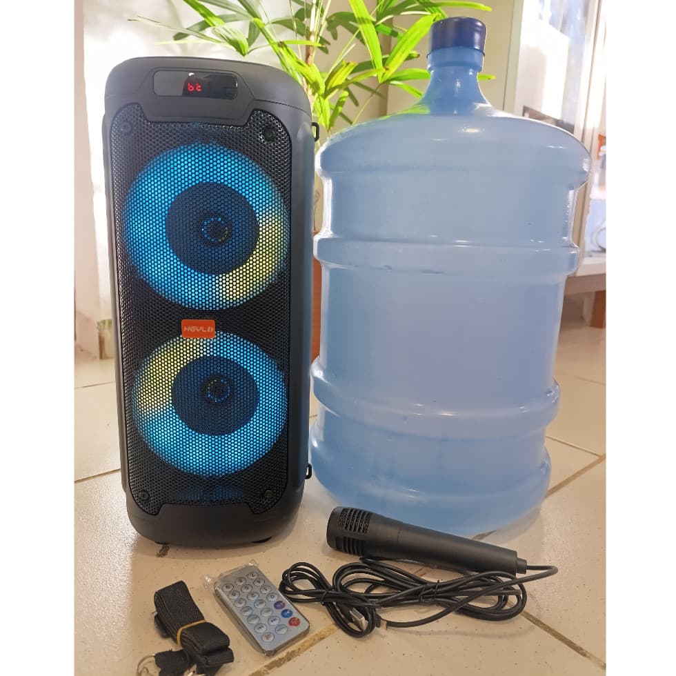 Super Caixa de Som Bluetooth Karaokê Portatil Led Potente USB Controle Remoto FM 4''x2 2200W