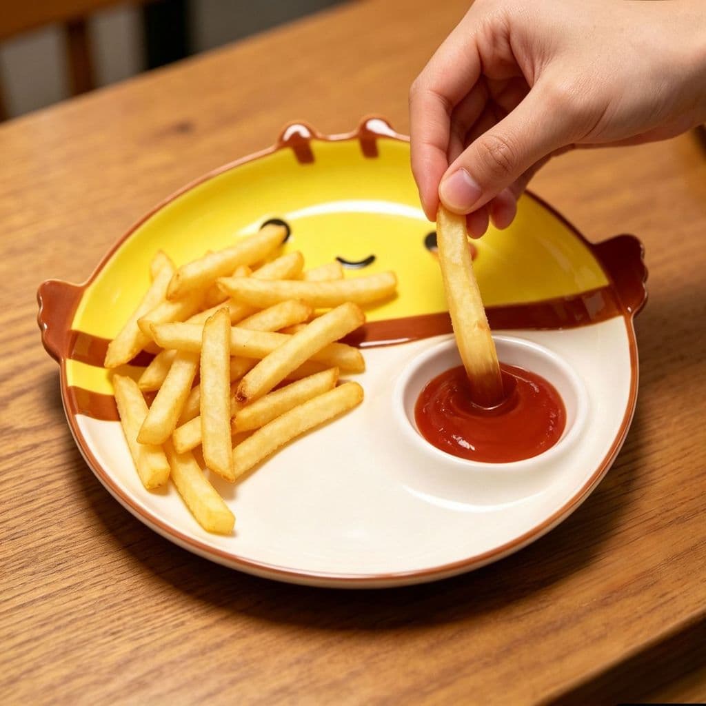 Underglaze cor pintado à mão prato de bolinho com vinagre placa de compartimento de cerâmica dos desenhos animados placa