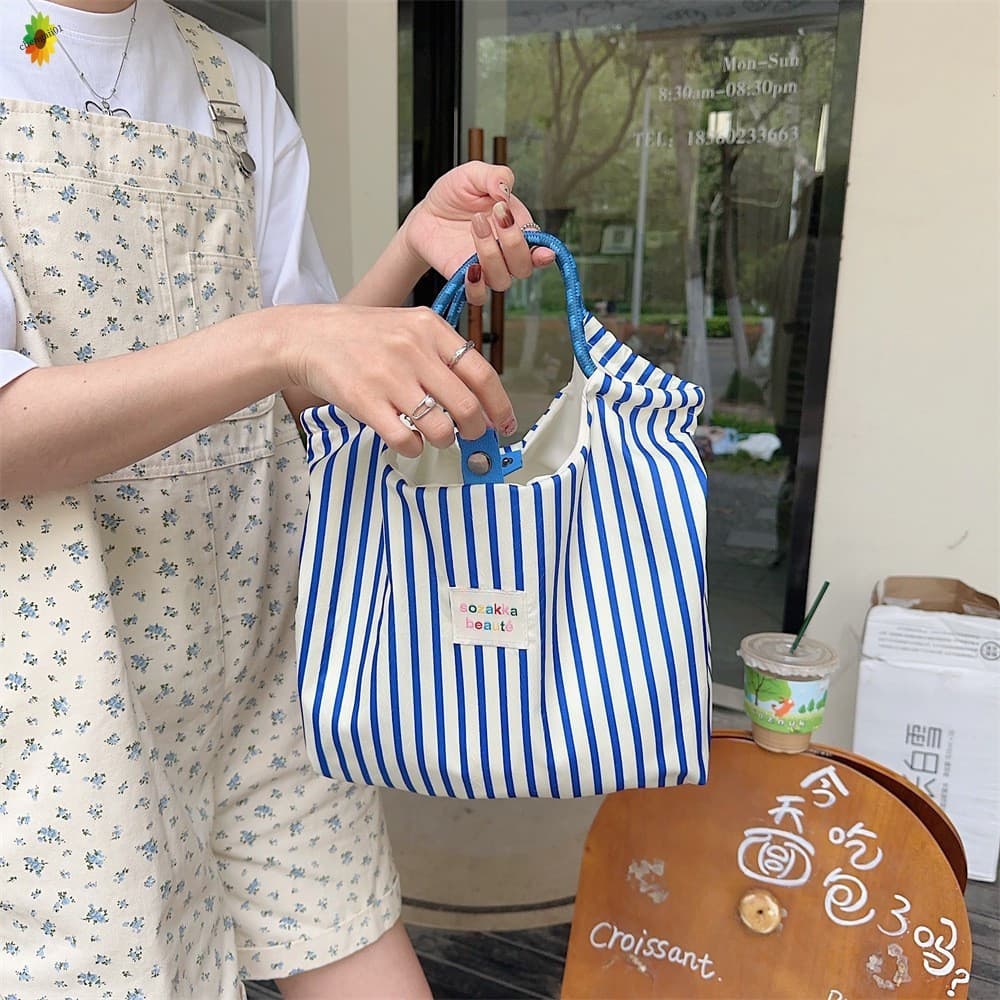 Bolsa de Lona com Estampa de Desenho Animado Coreano – Em Relevo, Grande Capacidade, Para Mulheres, Compras, Trabalho, D