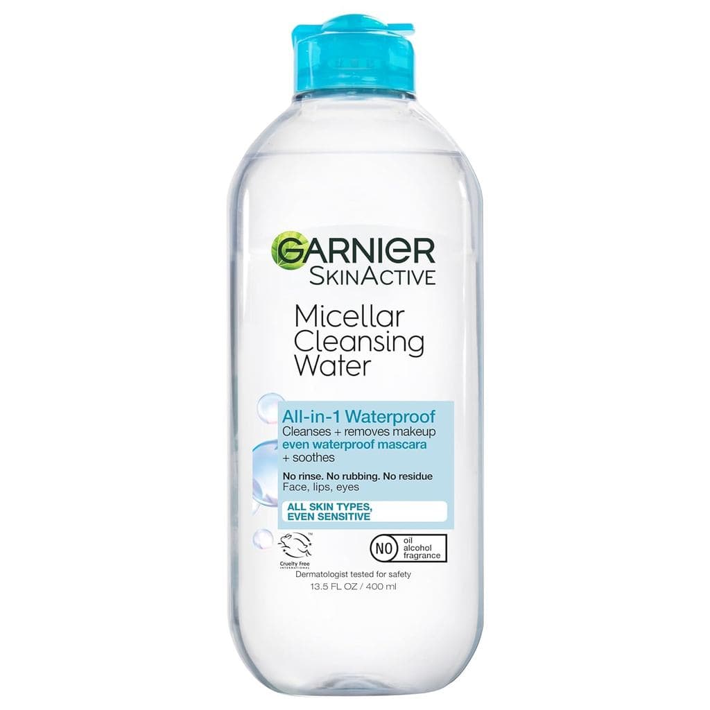 Água Micelar Garnier para Maquiagem à Prova d'Água, Limpador Facial Hidratante e Removedor de Maquiagem, Adequado para P