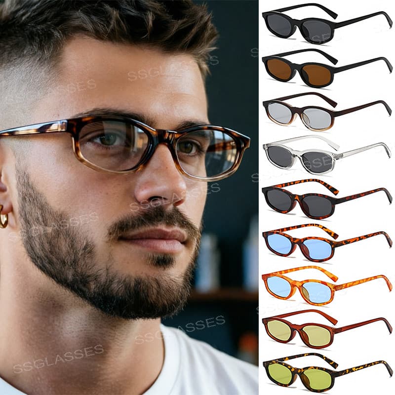 Óculos De Sol Ovais De Moda Simples Para Homens E Mulheres Ao Ar Livre Retrô Resistente A UV Com Armação Pequena