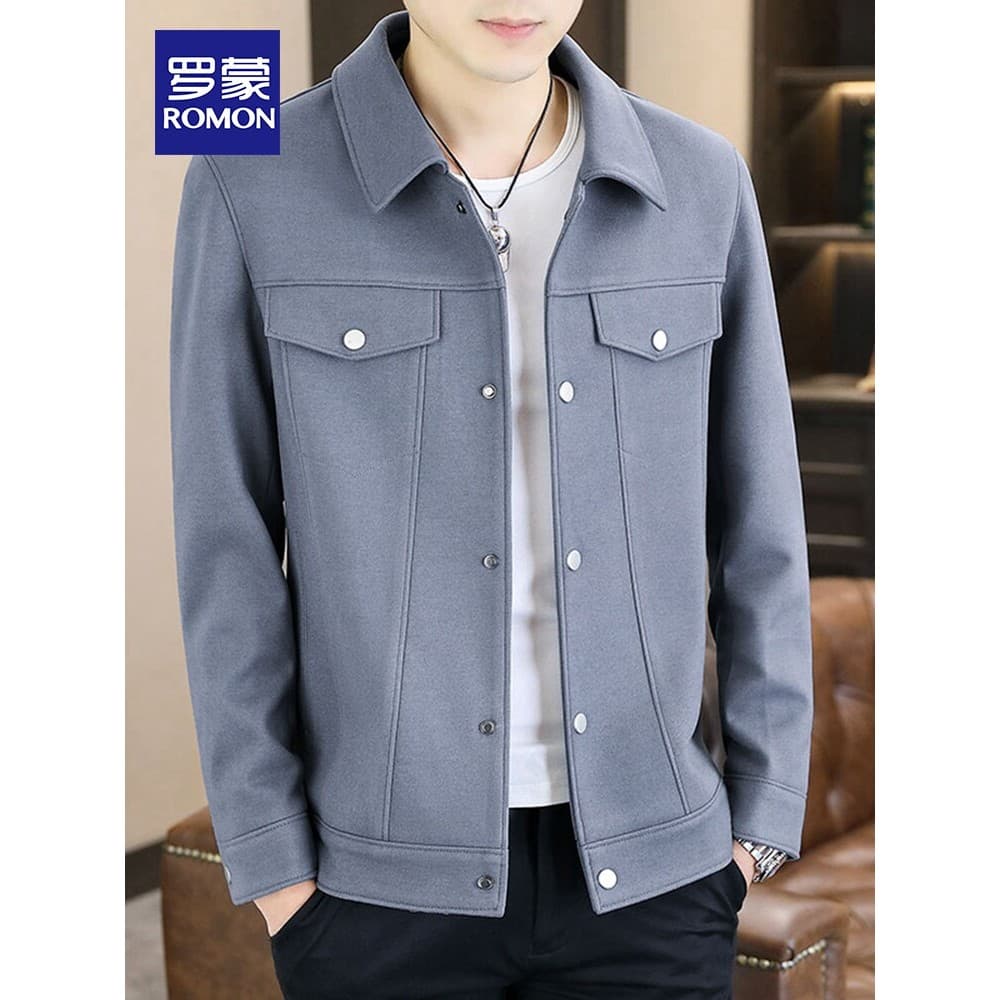 Lomon jaqueta Casual masculina primavera outono versão coreana de meia-idade jovens lapela superior 2024 novo estilo jaq