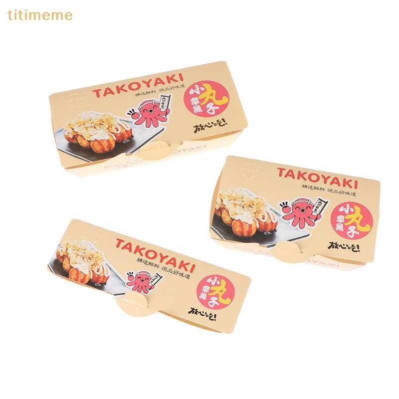 tr 50 Pçs Polvo Bola Paaging Caixa Japonês Rua Comida Takoyaki Descartável Takeaway Sna Paing Recipiente De Papel Fontes