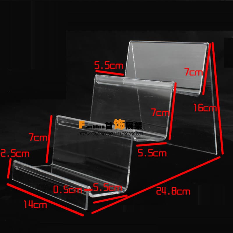 Rack de carteira acrílico alongado ampliado de três camadas bolsa rack de cosméticos suporte do telefone móvel talheres