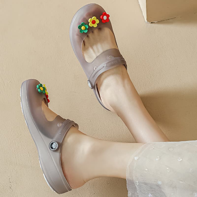 Buraco sapatos femininos sandálias verão novo estilo geléia enfermeira mãe chinelos planos Mary Jane Anti-deslizamento B