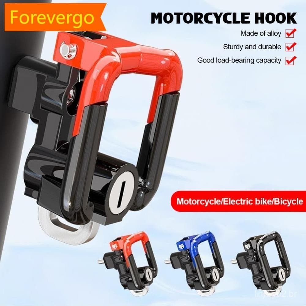 forevergo Universal Motocicleta Capacete Bloqueio Moto Scooter Gancho Anti-Roubo De Segurança Pendurado Cabide Com Duas