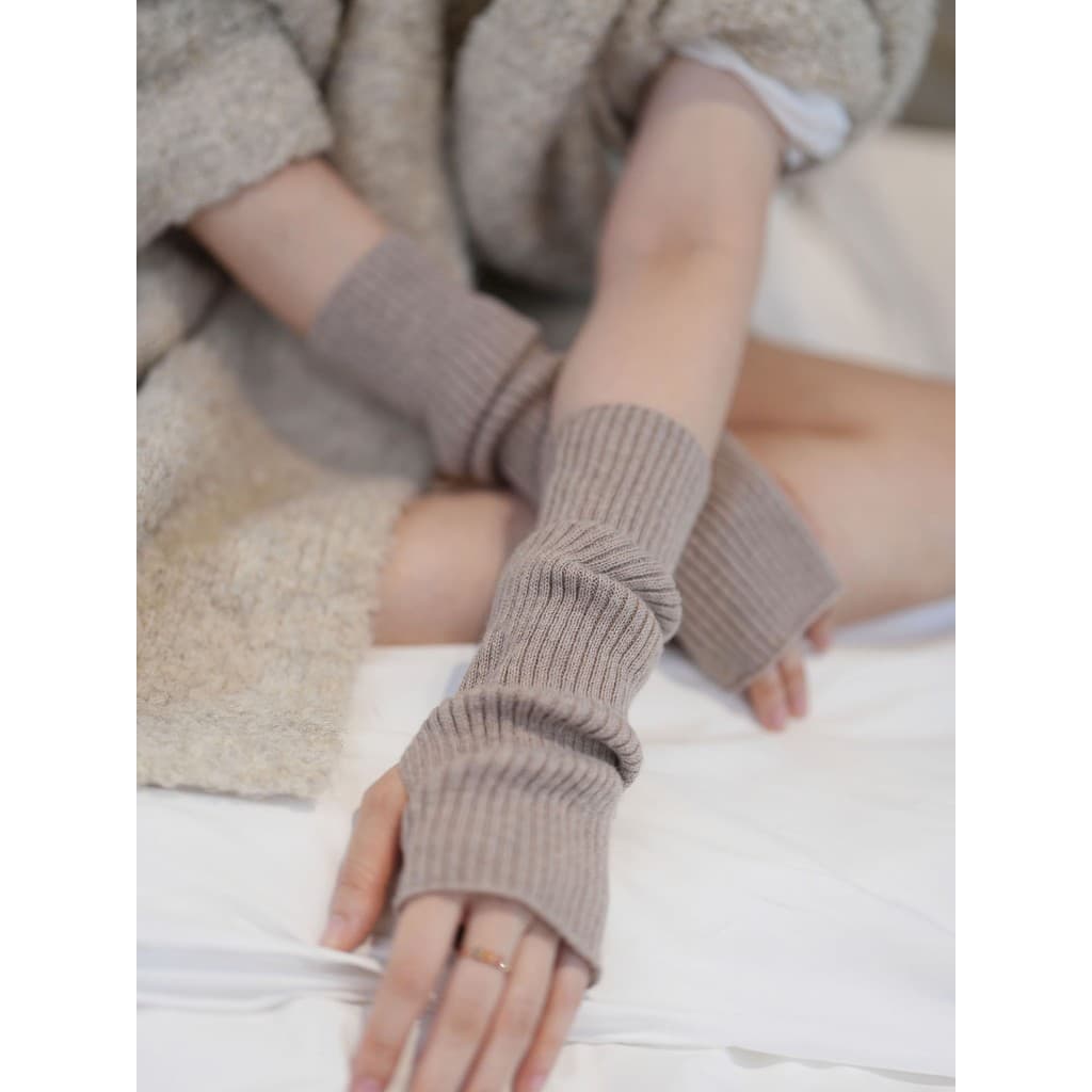 Outono inverno engrossado quente Cashmere manga de malha pulseira de lã camisola manga falsa luvas longas sem dedos