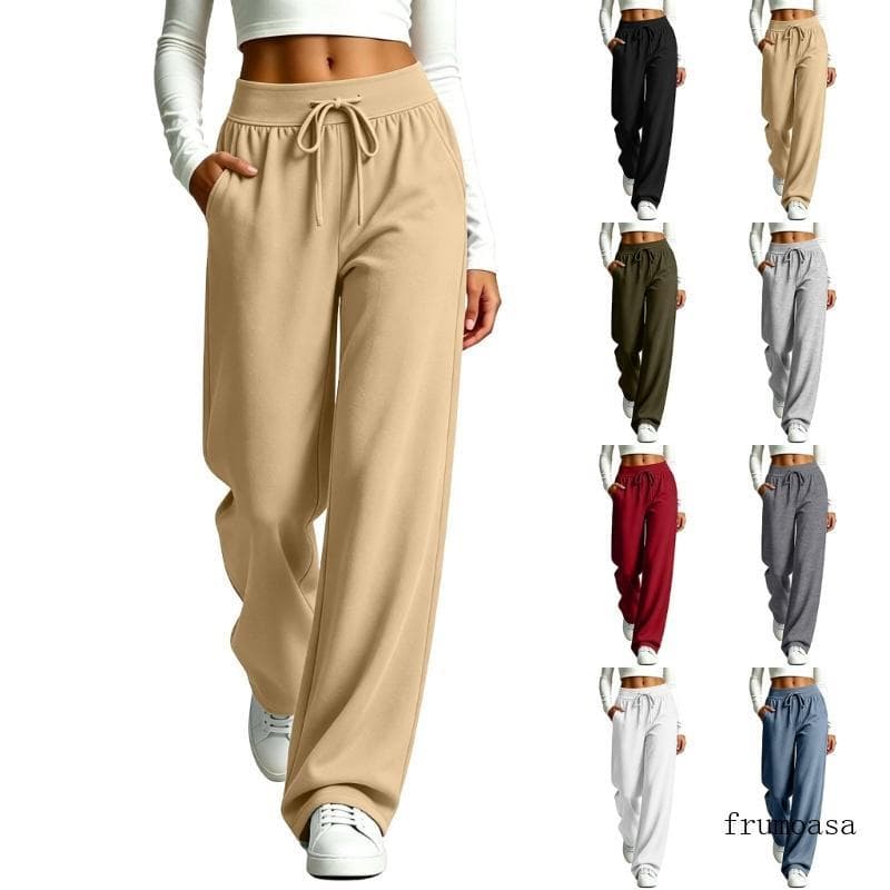 Fru Sweatpants Feminino Cordão Cintura Elástica Joggers Solto Ajuste Cônico Tornozelo Bottoms Casual Lounge Viagem