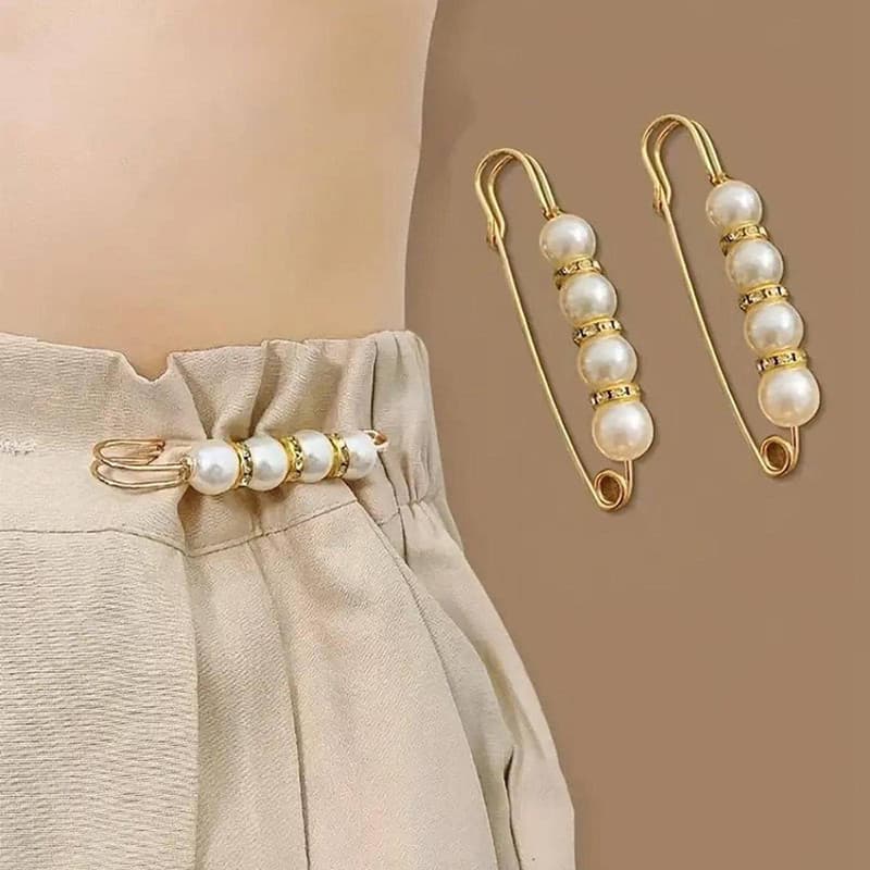 Cinto Modelador Decorado Com Pérolas Ajustáveis Para Mulheres , Clipe Antiderrapante , Conjunto De Broche De Duas Peças