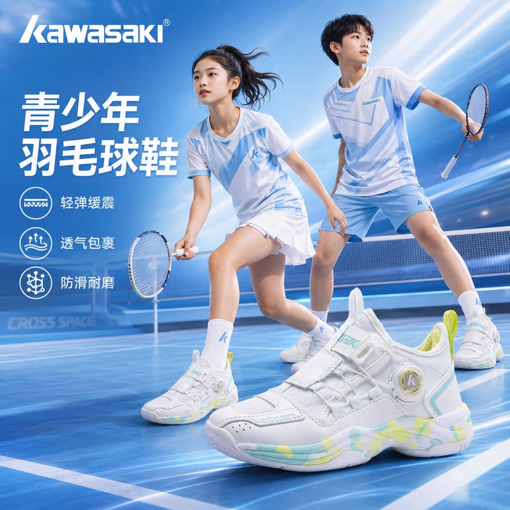 Kawasaki crianças sapatos de Badminton adolescentes meninos meninas crianças profissional antiderrapante absorção de cho