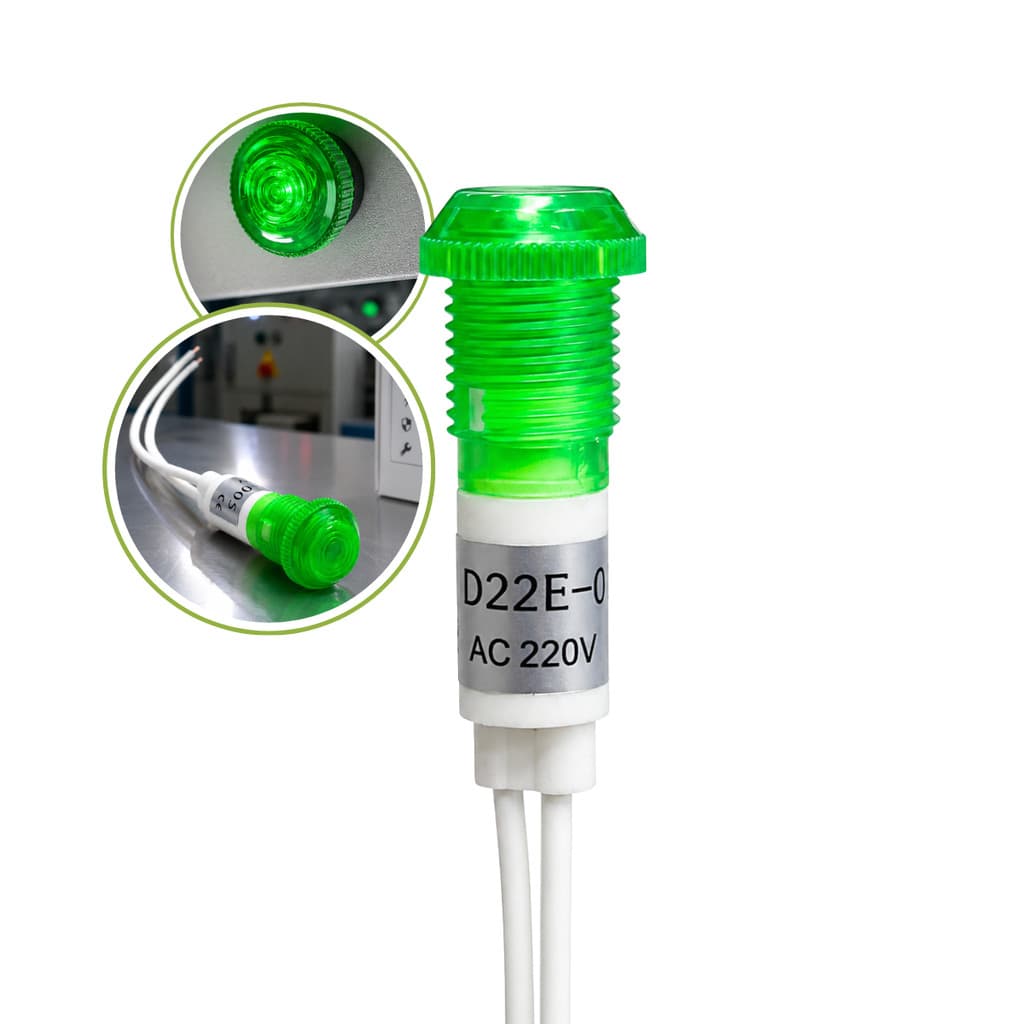 ndicador Luminoso Verde 220v Olho De Boi Com Rabicho