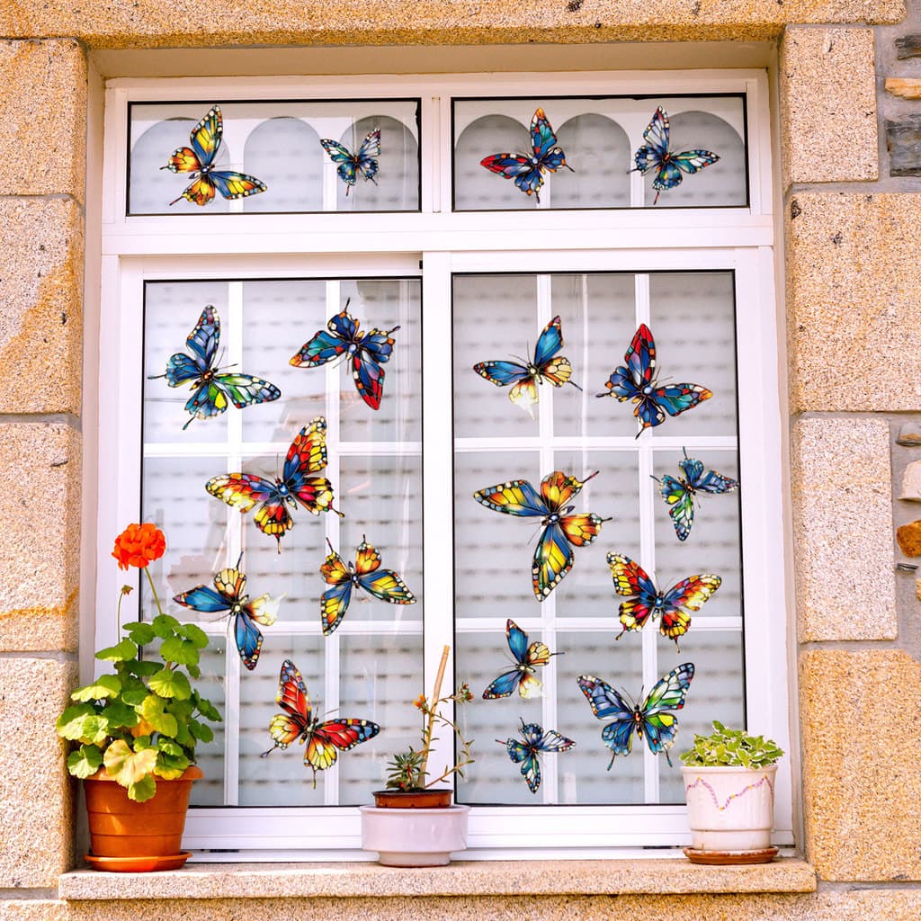 Adesivos de parede borboleta janela adesivos porta deslizante janela de vidro decoração adesivos estáticos adesivos de v