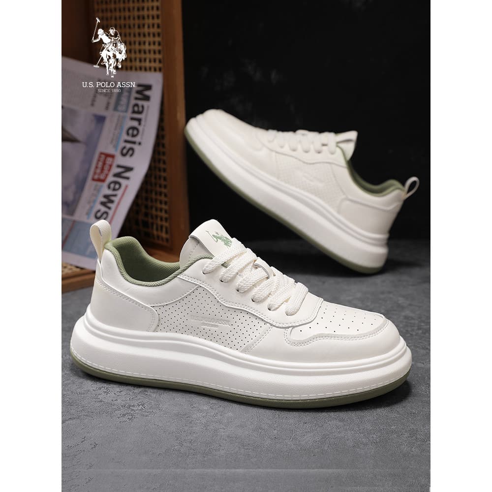 USPOLO.ASSN.Sneakers Sapatos Masculinos 2026 Novo Estilo Outono Sola Grossa All-Match Sapatos Brancos Casuais Masculinos