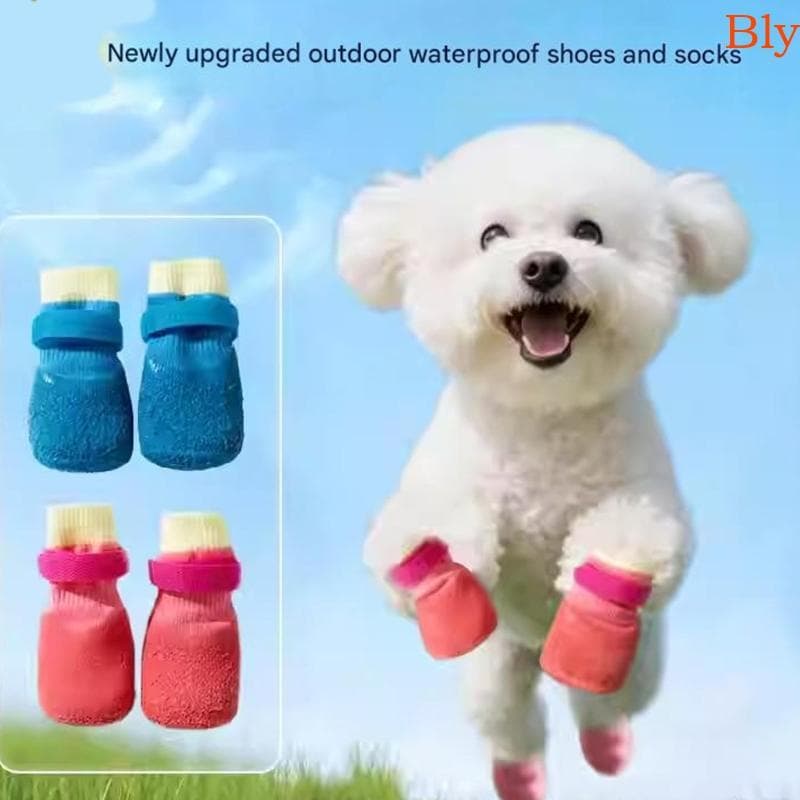 Bly 4pcs Cachorro Bota De Chuva Impermeável Antiderrapante Respirável Sapatos Para Atividades Ao Ar Livre