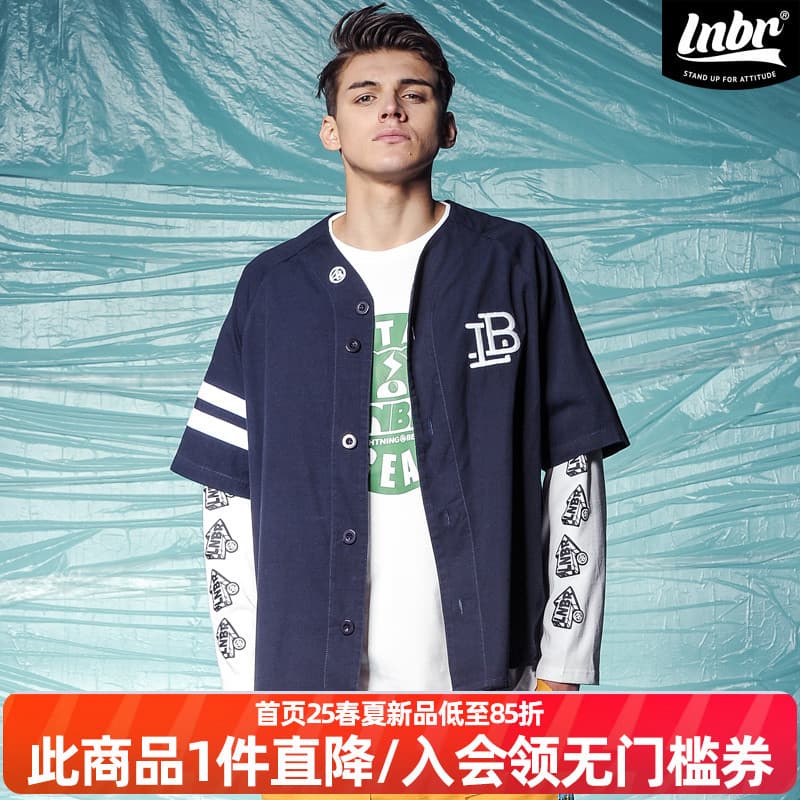 LNBR Original Street Wear masculino feminino carta impressa camisa de manga curta juventude puro algodão solto moda cami