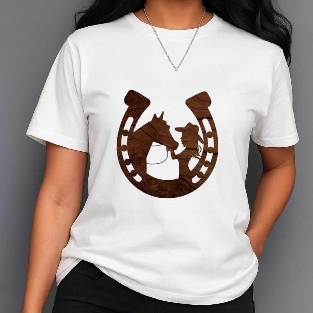 Camisa Feminina T-Shirt Country Ferradura Menina Cavalo 100% Algodao Lançamento