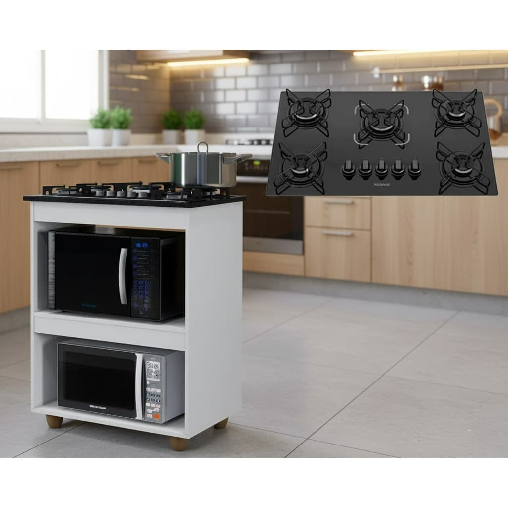 Kit para Cozinha Itatiaia Completo – Vidro Temperado Cooktop Itatiana e Balcão turim 4 e 5 Bocas Vidro Temperado