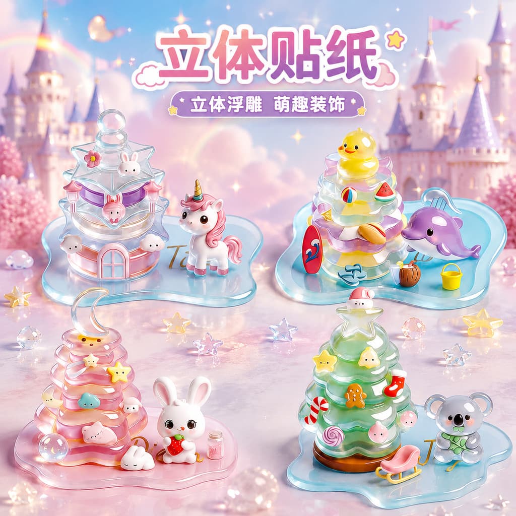3d tridimensional em relevo empilhamento música adesivos meninas crianças diy alto valor bonito geléia cristal adesivos