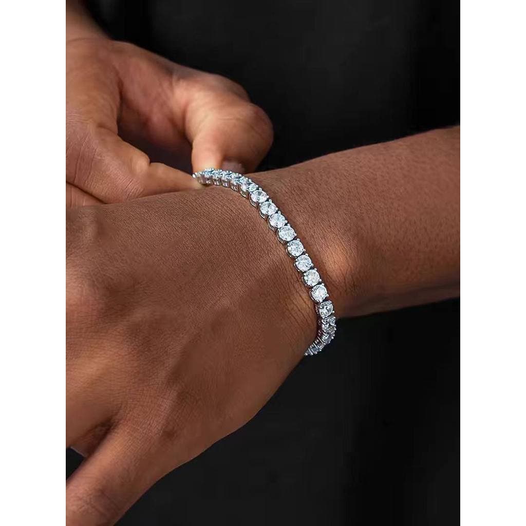pulseira masculina pulseira Não desbota europeu americano Hip Hop cheio de diamante tênis pulseira masculina titânio aço