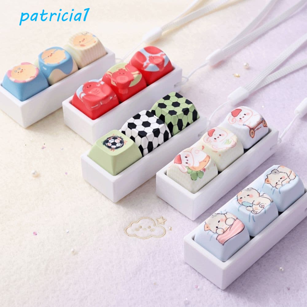 PATRICIA1 Chaveiro De Brinquedo Clicker De Teclado , 3 Teclas De Desenho Animado Gato Keycap Fidget , Três Botões