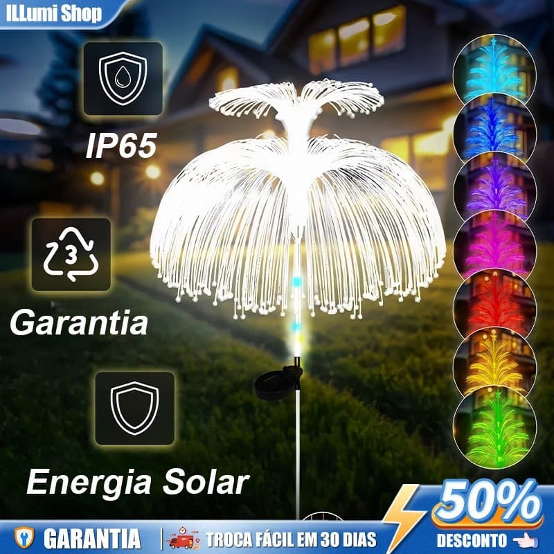 Luzes de Jardim Solares com 7 Cores RGB para Ambientes Externos