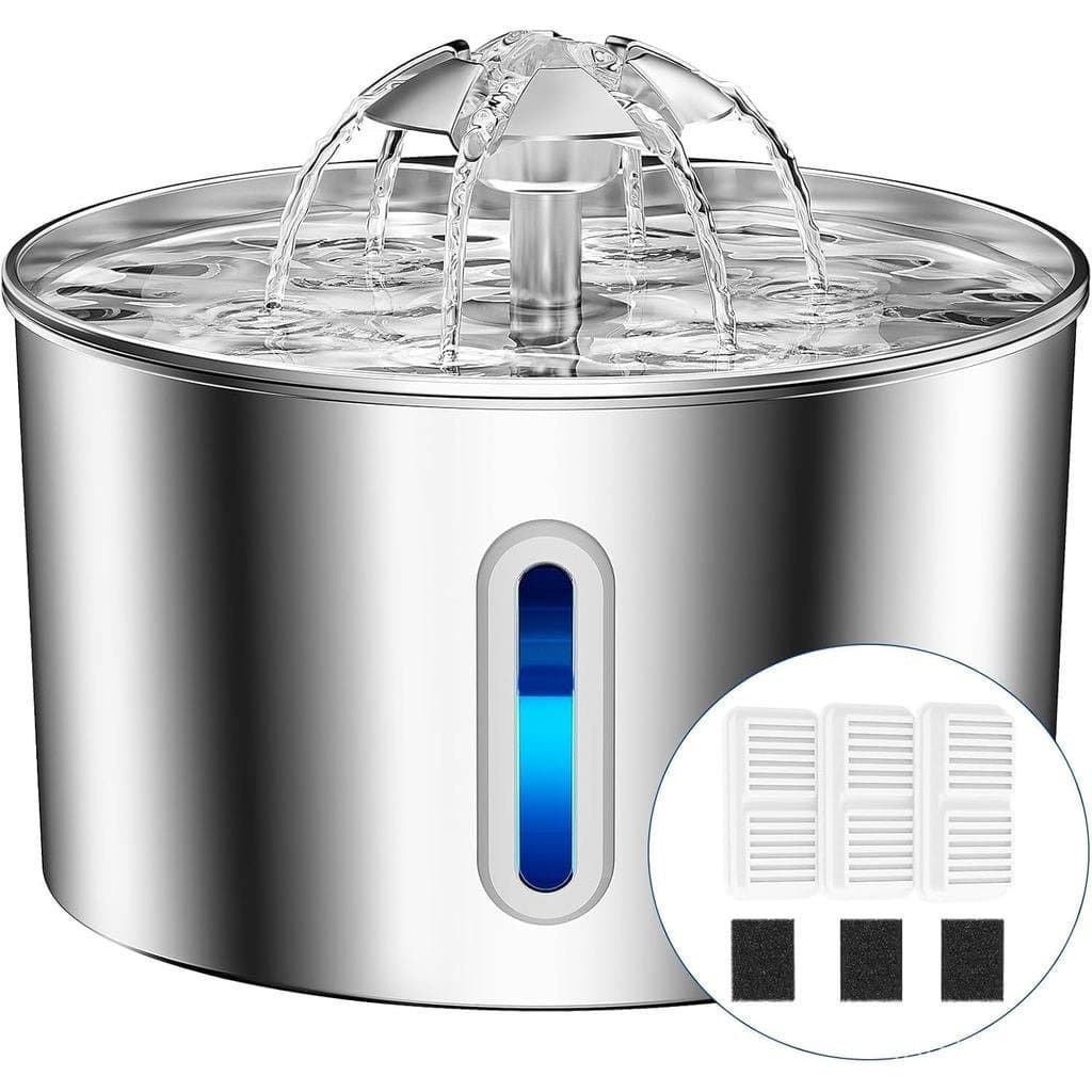 Fonte de Água para Gatos em Aço Inoxidável - 74oz/2.2L Dispensador Automático de Água para Animais de Estimação de Grand