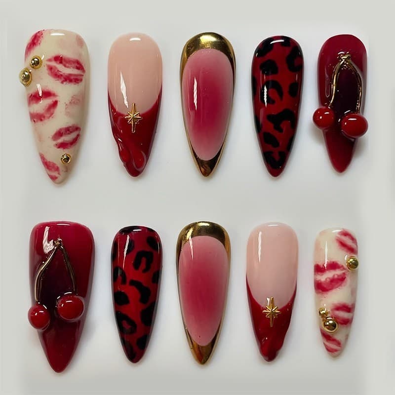 30 peças 3D tridimensional em relevo cereja usando unhas mais vendidas na Europa América unhas falsas acabadas