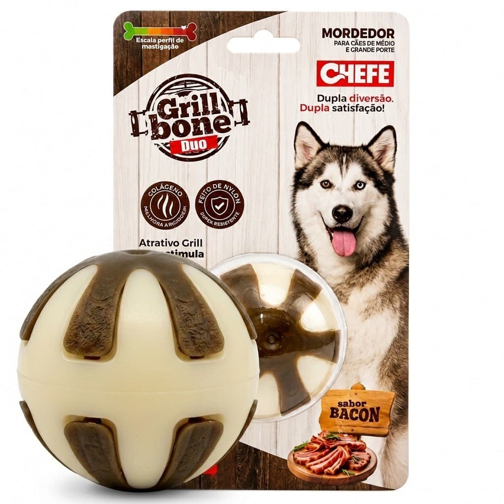Mordedor para cachorro Brinquedo interativo Bola Resistente Com Atrativo Sabor Bacon Tamanho Grande