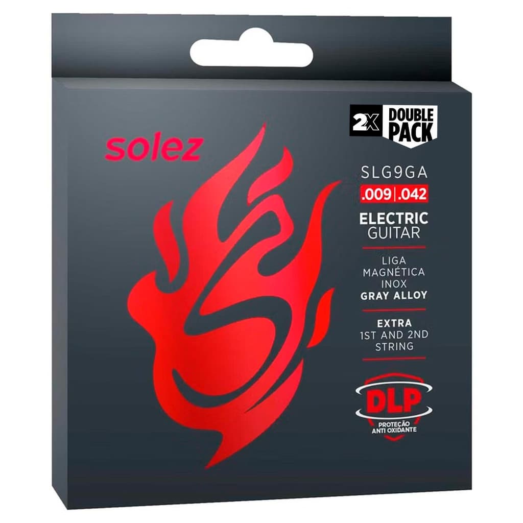 Kit 2 Encordoamentos Solez SLG9GA Guitarra .009-.042 DLP