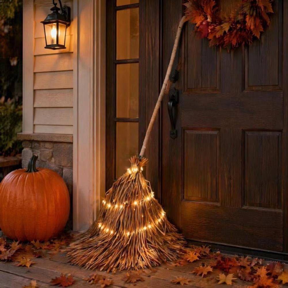 Vassoura Flutuante , Móvel Elétrica Rotativa De Halloween Iluminada , Com Brilho