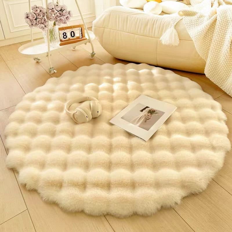 Tapete de Pelo de Coelho Estilo Creme 3D, Tapete para Cabeceira de Cama, Tapete para Janela de Sala de Estar, Manta para