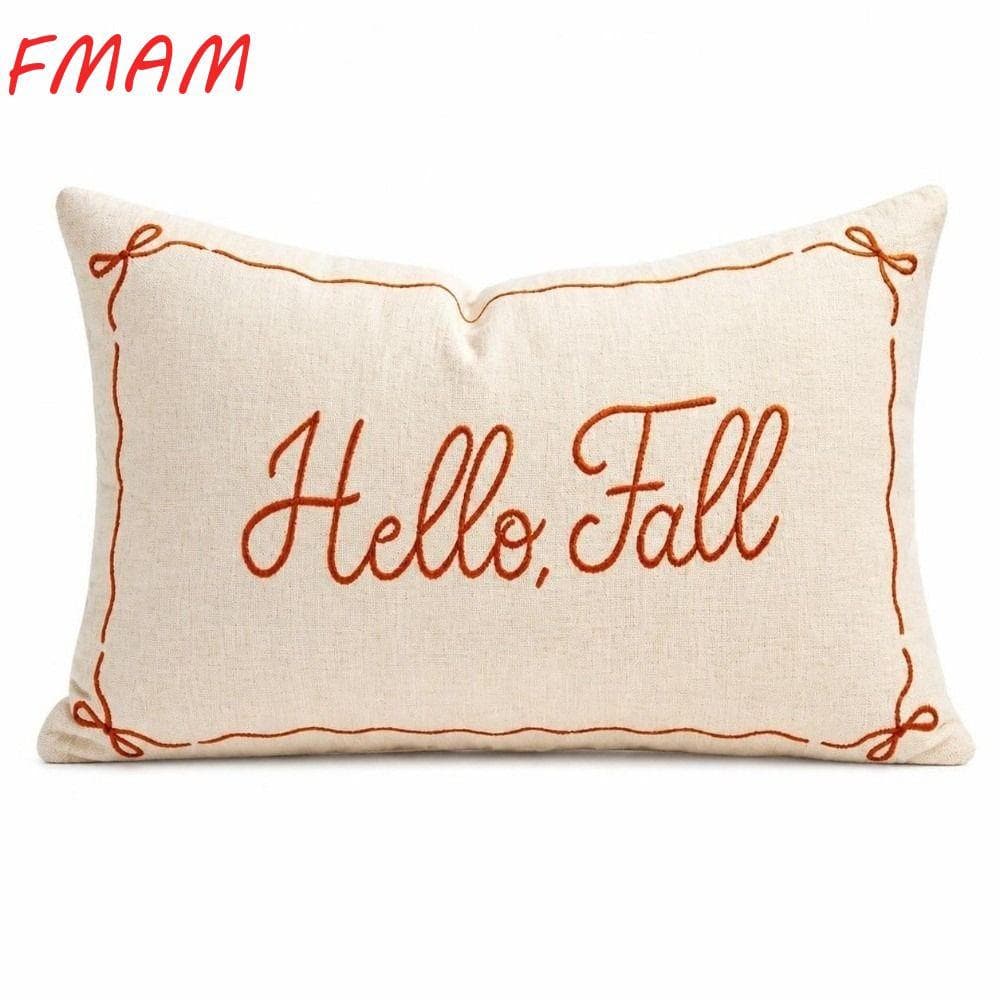Fronha FMAM , Decoração De Arco , Outono , Ação De Graças , Capa De Almofada Decorativa , Olá Bordada
