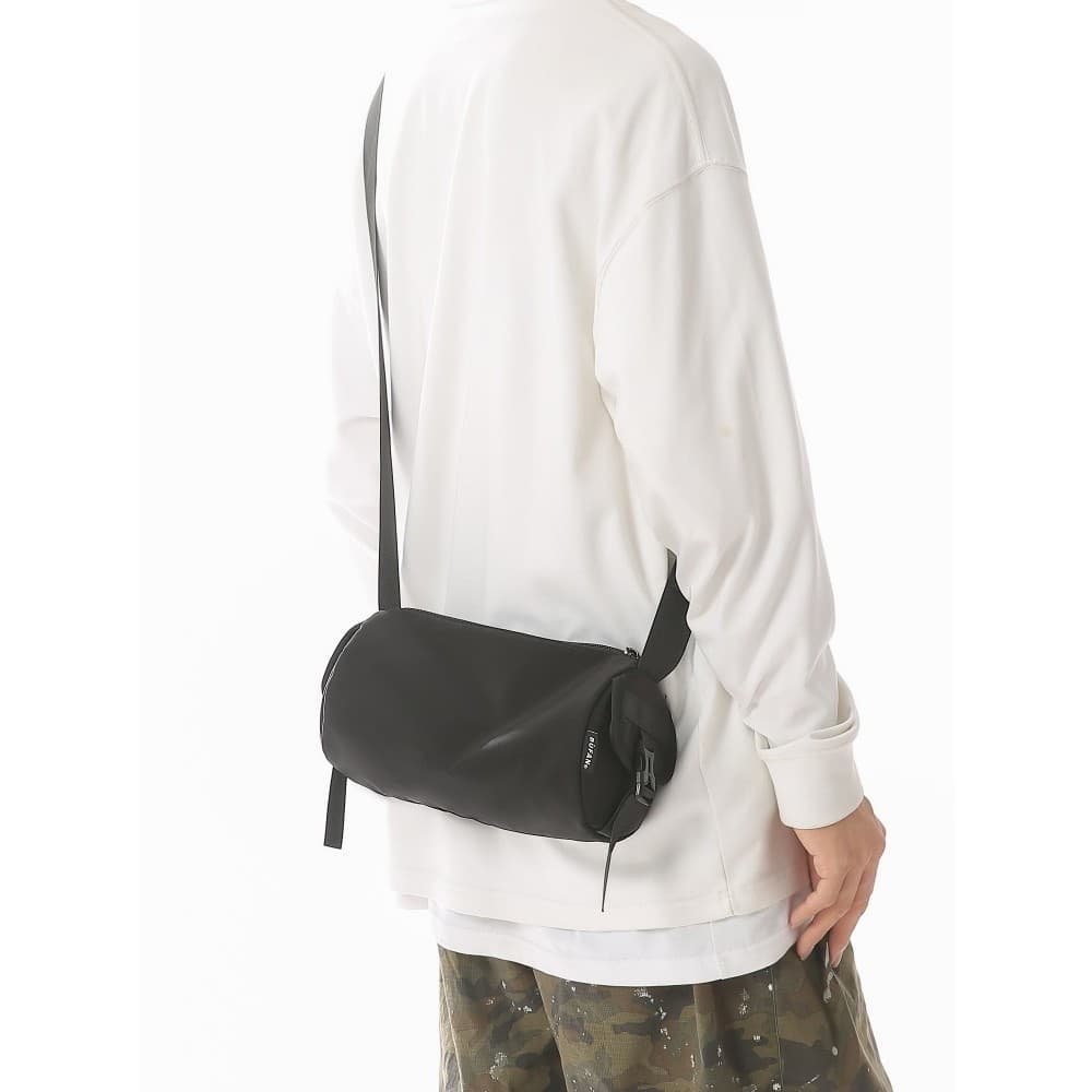 Bolsa cilíndrica masculina e feminina, leve, esportiva, armazenamento, pequena, cor sólida, simples, bolsa de ombro pequ