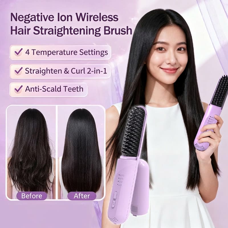 【Íons Negativos】JMY-cepillo alisador inalámbrico de iones negativos/Escova Alisadora/Para Todos os Tipos de Cabelo/Sem F