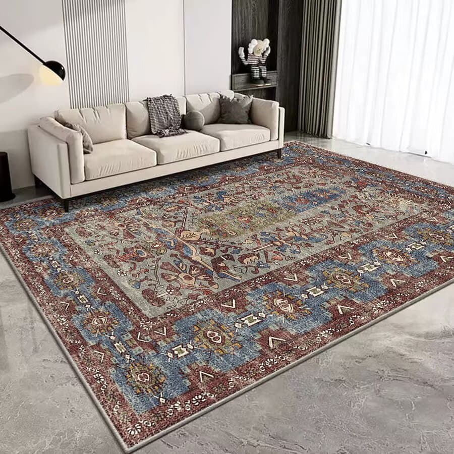 [Novo produto] Tapete de imitação de caxemira estilo boêmio para sala de estar cheia de resistente ao desgaste, resisten