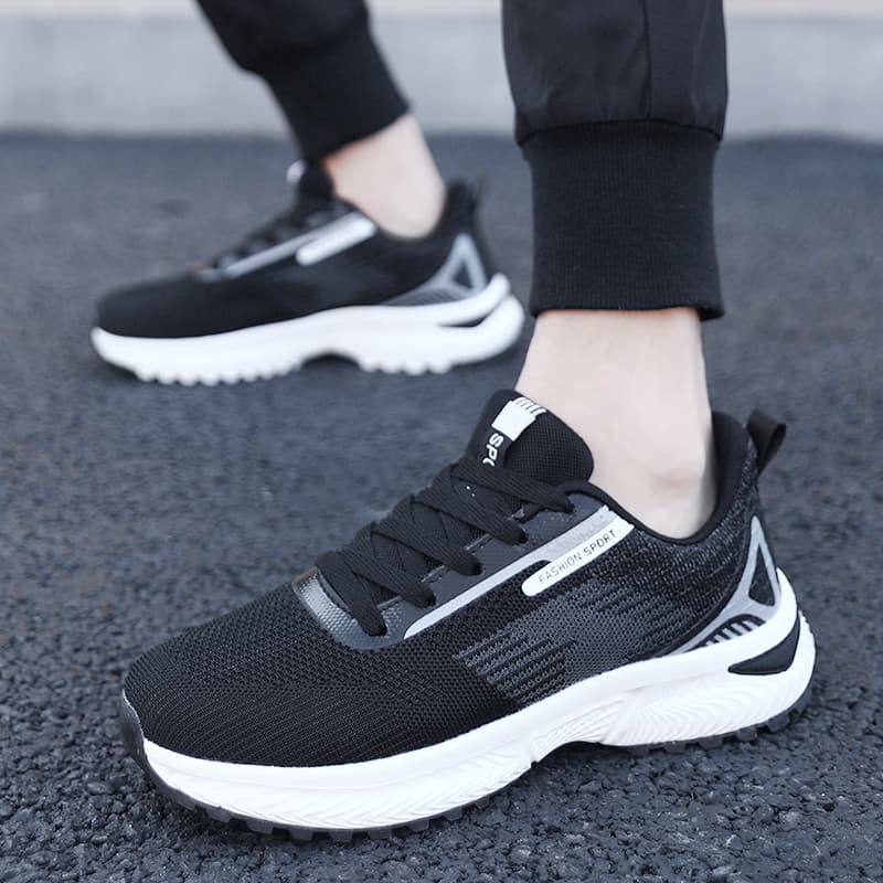 Beimeng sapatos masculinos estudante tênis de corrida malha respirável sapatos esportivos desodorante antiderrapante res