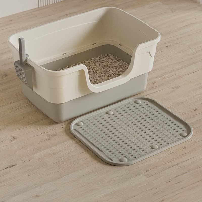 Caixa de areia para gatos Big Mac Vaso sanitário semifechado grande com placa de vazamento de areia Pá de areia para gat