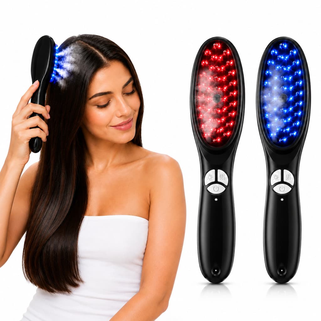 Escova Elétrica Massageadora Capilar 4 Em 1 Led Terapêutica Tratamento Capilar e Antiqueda
